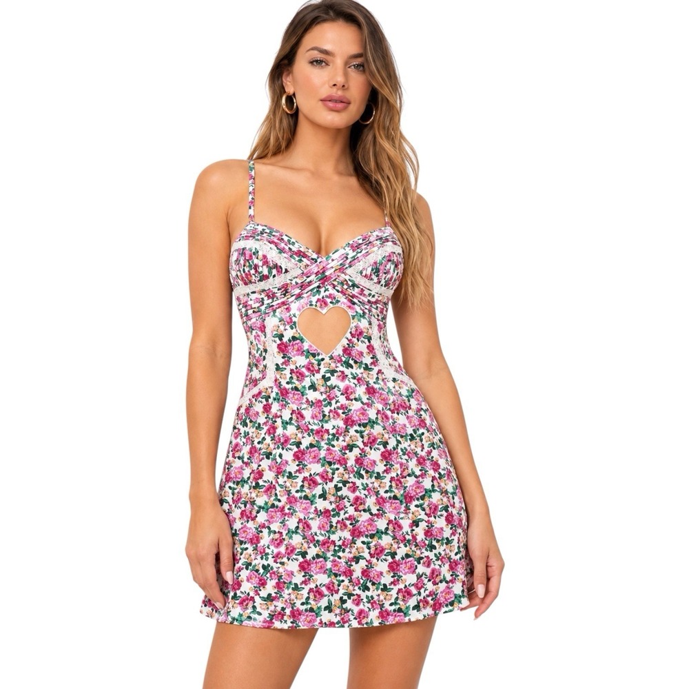 For Love & Lemons Heart Bloom Slip Dress Floral Romantic Maxi Dress XL